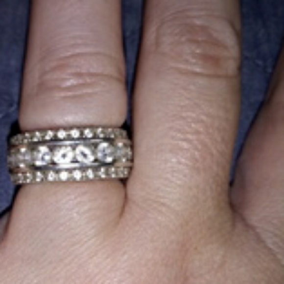 Sterling and cz anniversary band Aprx 3cts - Picture 1 of 4